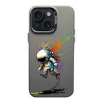 For iPhone 15 Plus Color Ink Frosted PC+TPU Phone Case(Running Astronaut)