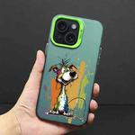 For iPhone 15 Plus Color Ink Frosted PC+TPU Phone Case(Silly Dog)