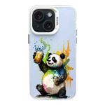 For iPhone 15 Plus Color Ink Frosted PC+TPU Phone Case(Toast Panda)