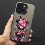 For iPhone 15 Color Ink Frosted PC+TPU Phone Case(Black Bear)