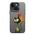 For iPhone 14 Plus Color Ink Frosted PC+TPU Phone Case(Big Eyed Cat)