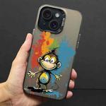 For iPhone 14 Plus Color Ink Frosted PC+TPU Phone Case(Colored Ink Monkey)