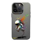 For iPhone 14 Pro Color Ink Frosted PC+TPU Phone Case(Running Astronaut)