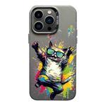 For iPhone 13 Pro Max Color Ink Frosted PC+TPU Phone Case(Glasses Cat)