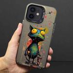 For iPhone 12 Color Ink Frosted PC+TPU Phone Case(Frog)