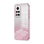 For Honor V40 Gradient Glitter Powder Electroplated Phone Case(Pink)