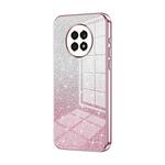 For Honor X20 Gradient Glitter Powder Electroplated Phone Case(Pink)