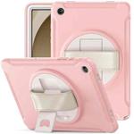 For Samsung Galaxy Tab A9+ / X210 Spider Wheel Silicone Hybrid PC Tablet Case(Cherry Blossoms Pink)