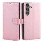 For Samsung Galaxy S24 5G Calf Texture Buckle Flip Leather Phone Case(Rose Gold)