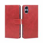 For Sony Xperia 5 V Calf Texture Buckle Flip Leather Phone Case(Red)