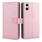 For Sony Xperia 10 VI Calf Texture Buckle Flip Leather Phone Case(Rose Gold)