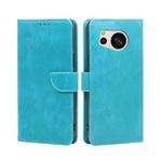 For Sharp Aquos Sense 8 SHG11 / SH-54D Calf Texture Buckle Flip Leather Phone Case(Light Blue)