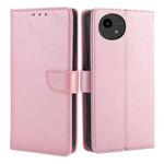 For Sharp Aquos Wish4 Calf Texture Buckle Flip Leather Phone Case(Rose Gold)