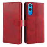 For OnePlus Nord CE 4 Lite 5G Calf Texture Buckle Flip Leather Phone Case(Red)