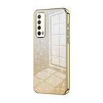 For Huawei Enjoy 20 SE / Y7a Gradient Glitter Powder Electroplated Phone Case(Gold)