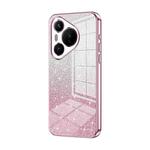 For Huawei Pura 70 Gradient Glitter Powder Electroplated Phone Case(Pink)