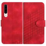 For Huawei P30 YX0060 Elephant Head Embossed Phone Leather Case with Lanyard(Red)