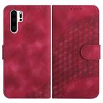For Huawei P30 Pro YX0060 Elephant Head Embossed Phone Leather Case with Lanyard(Rose Red)