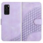 For Huawei P40 YX0060 Elephant Head Embossed Phone Leather Case with Lanyard(Light Purple)