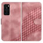 For Huawei P40 YX0060 Elephant Head Embossed Phone Leather Case with Lanyard(Pink)