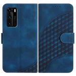 For Huawei P40 YX0060 Elephant Head Embossed Phone Leather Case with Lanyard(Royal Blue)