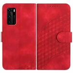 For Huawei P40 YX0060 Elephant Head Embossed Phone Leather Case with Lanyard(Red)