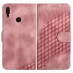 For Huawei Y7 2019 YX0060 Elephant Head Embossed Phone Leather Case with Lanyard(Pink)