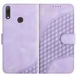 For Huawei Y9 2019 YX0060 Elephant Head Embossed Phone Leather Case with Lanyard(Light Purple)