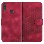 For Huawei Y9 2019 YX0060 Elephant Head Embossed Phone Leather Case with Lanyard(Rose Red)