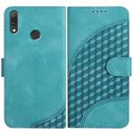 For Huawei Y9 2019 YX0060 Elephant Head Embossed Phone Leather Case with Lanyard(Light Blue)