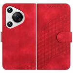 For Huawei Pura 70 YX0060 Elephant Head Embossed Phone Leather Case with Lanyard(Red)
