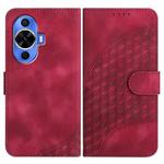For Huawei nova 12s Elephant Head Embossed Phone Leather Case with Lanyard(Rose Red)