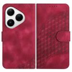 For Huawei Pura 80 5G Elephant Head Embossed Phone Leather Case with Lanyard(Rose Red)