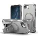 For iPhone 16e Armor Magsafe Holder PC Hybrid TPU Phone Case(Grey)