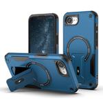 For iPhone 16e Armor Magsafe Holder PC Hybrid TPU Phone Case(Dark Blue)