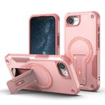 For iPhone 16e Armor Magsafe Holder PC Hybrid TPU Phone Case(Pink)