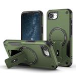 For iPhone 16e Armor Magsafe Holder PC Hybrid TPU Phone Case(Army Green)