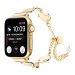 For Apple Watch Series 6 44mm Shell Metal Chain Bracelet Watch Band(Gold)