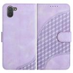 For Sharp Aquos R3 YX0060 Elephant Head Embossed Phone Leather Case with Lanyard(Light Purple)