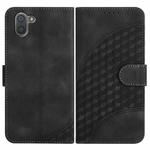 For Sharp Aquos R3 YX0060 Elephant Head Embossed Phone Leather Case with Lanyard(Black)