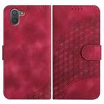 For Sharp Aquos R3 YX0060 Elephant Head Embossed Phone Leather Case with Lanyard(Rose Red)