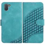 For Sharp Aquos R3 YX0060 Elephant Head Embossed Phone Leather Case with Lanyard(Light Blue)