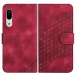 For Sharp Aquos Sense 3 YX0060 Elephant Head Embossed Phone Leather Case with Lanyard(Rose Red)