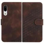 For Sharp Aquos Sense 3 YX0060 Elephant Head Embossed Phone Leather Case with Lanyard(Coffee)