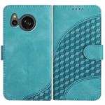 For Sharp Aquos sense7/SH-53C/SHG10 YX0060 Elephant Head Embossed Phone Leather Case with Lanyard(Light Blue)