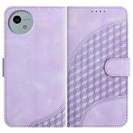 For Sharp Aquos wish5 Elephant Head Embossed Phone Leather Case with Lanyard(Light Purple)