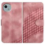 For Sharp Aquos wish5 Elephant Head Embossed Phone Leather Case with Lanyard(Pink)