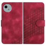 For Sharp Aquos wish5 Elephant Head Embossed Phone Leather Case with Lanyard(Rose Red)