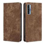 For TCL 20s / 20 5G / 20L / 20L+ RFID Anti-theft Brush Magnetic Leather Phone Case(Brown)