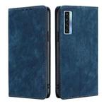 For TCL 20s / 20 5G / 20L / 20L+ RFID Anti-theft Brush Magnetic Leather Phone Case(Blue)